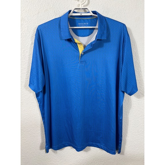 Maelreg Other - MAELREG Performance Polo Mens 3XL Blue Marlin Fish Print‎ Golf Shirt